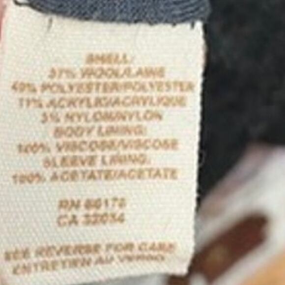 Free People Charcoal Gray Herringbone Gathered Puff Shoulder Wool Blend Jacket - Picture 12 of 16